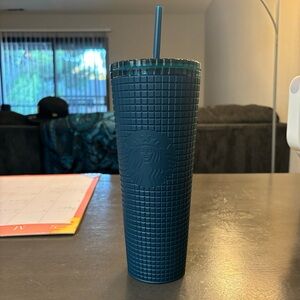 Starbucks Tumbler SOFT TOUCH GRIP - GRID - VENTI, PRUSSIAN BLUE (DARK TEAL) NWT!